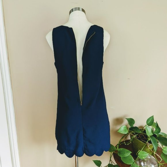 Monteau Navy Sleeveless Dress with Scalloped Hem - Size Medium - Picture 4 of 9